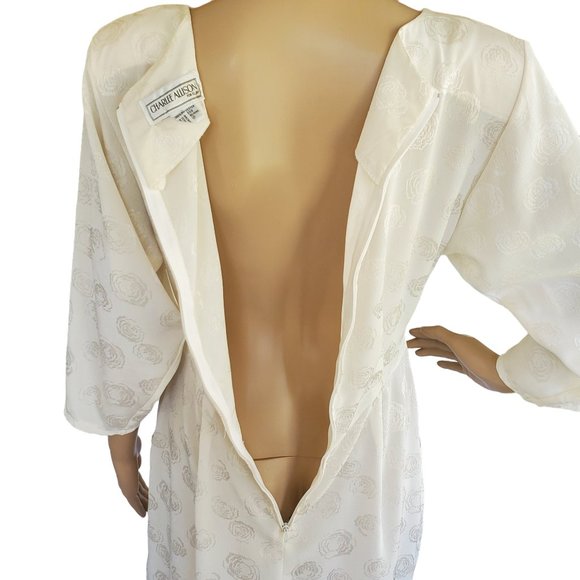 Vintage Charlee Allison Career Secretary Dress Women's M Pockets Shoulder Pads - Picture 8 of 12